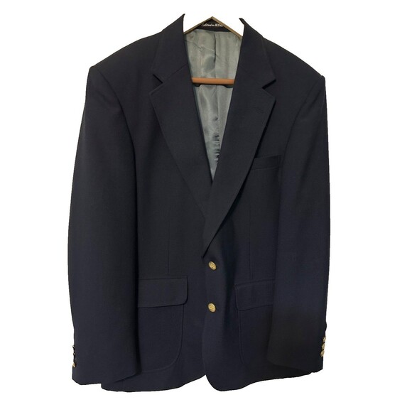 Vintage Stafford Blazer Sport Coat Jacket Mens 40R Navy Gold Buttons - Picture 1 of 16